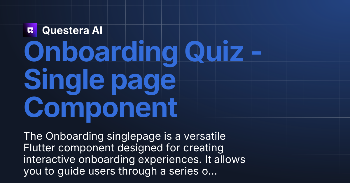 Onboarding Quiz - Single page Component | Questera AI